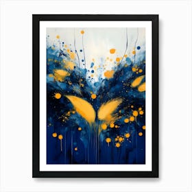 Blue And Yellow Abstract Painting 4 Art Print