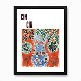 Cin Cin Poster Wine Lunch Matisse Style 11 Art Print