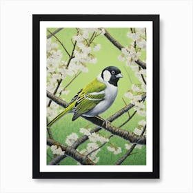 Ohara Koson Inspired Bird Painting House Sparrow 4 Art Print