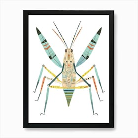 Colourful Insect Illustration Katydid 15 Art Print