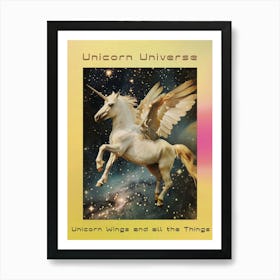 Retro Unicorn With Wings Collage Style 2 Poster Art Print