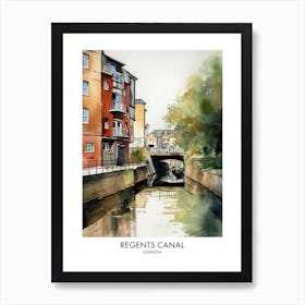 Regents Canal London Watercolour Travel Poster 3 Art Print