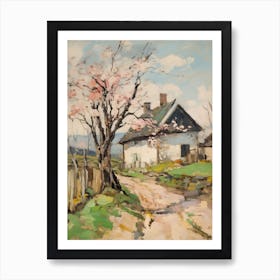 Small Cottage Countryside Farmhouse Painting With Trees 5 Art Print