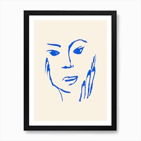 Matisse Style Portrait 1 Blue Art Print
