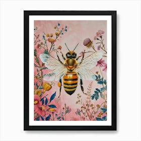 Floral Animal Painting Honey Bee 1 Art Print