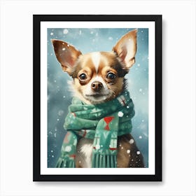 A Chihuahua Smilling And Wearing A Christmas Poster