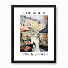 Food Market With Cats In Stockholm 2 Poster Art Print