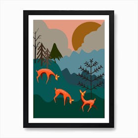 Roe Deer Animal Boho Bohemian Nature Art Print