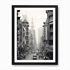 Shanghai, China, Black And White Old Photo 2 Art Print