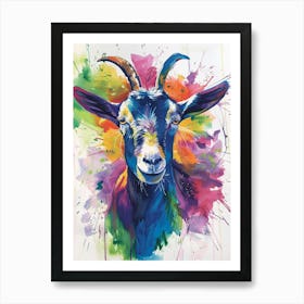 Goat Colourful Watercolour 2 Art Print