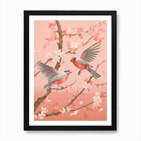 Vintage Japanese Inspired Bird Print Finch 1 Art Print