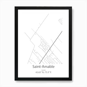 Saint Amable,Canada Minimalist Map Affiche