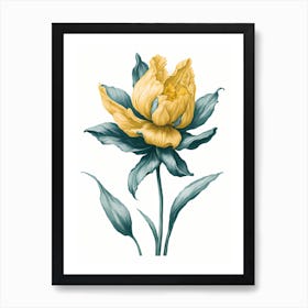 Minimal Daffodil Flower Painting (20) Art Print