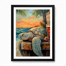 Sea Turtle At The Beach Bar 9 Art Print