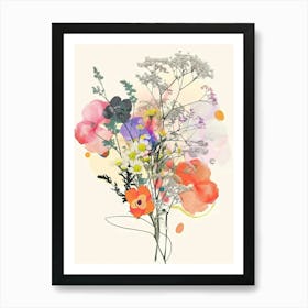 Baby S Breath 2 Collage Flower Bouquet Art Print