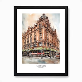 Harrods 3 Watercolour Travel Poster Art Print