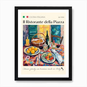 Il Ristorante Della Piazza Trattoria Italian Poster Food Kitchen Art Print