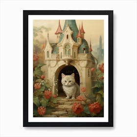 Cat & A Castle Rococo Style 3 Art Print