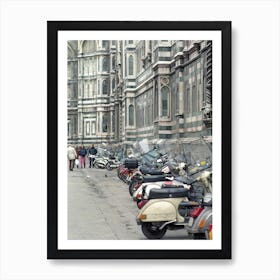 Scooters Outside The Duomo In Florence Art Print