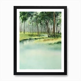 Chitwan National Park Nepal Water Colour Poster Art Print