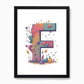 Colorful Letter F Illustration 68 Art Print