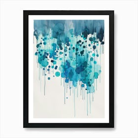 Blue Watercolor Drips Art Print