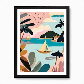 Maluku Islands Indonesia Muted Pastel Tropical Destination Art Print