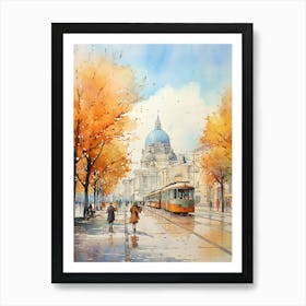 Belgrade Serbia In Autumn Fall, Watercolour 3 Affiche