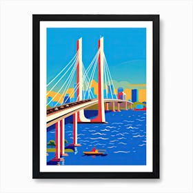 Bandra Worli Sea Link Bridge, India Colourful 3 Art Print