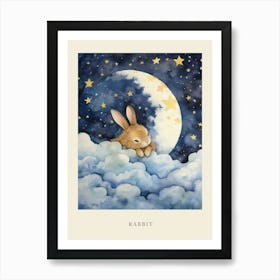 Baby Rabbit 2 Sleeping In The Clouds Nursery Poster Art Print