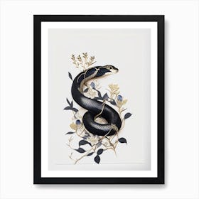 Indigo Snake Gold And Black Art Print