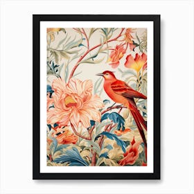 Red Bird On A Flower Art Print