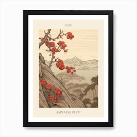 Ume Japanese Plum 2 Japanese Botanical Illustration Poster Art Print