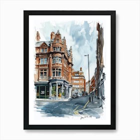 Westminster London Borough   Street Watercolour 2 Art Print