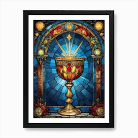 Stained Glass of Holy Grail Art Print