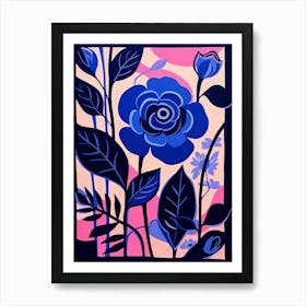 Blue Flower Illustration Rose 4 Art Print