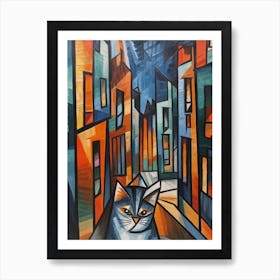 Painting Of Sydney With A Cat In The Style Of Cubism, Picasso Style 1 Art Print