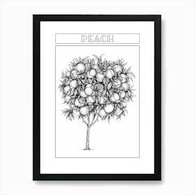 Peach Tree Minimalistic Drawing 3 Poster Art Print