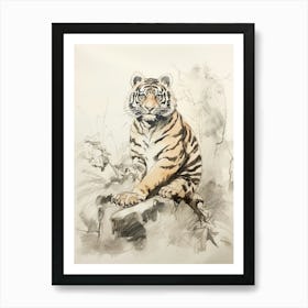 Storybook Animal Watercolour Bengal Tiger Art Print
