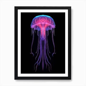 Mauve Stinger Jellyfish Neon Illustration 1 Art Print