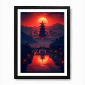 Sunset In Japan 1 Art Print