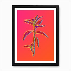 Neon Dayflower Botanical in Hot Pink and Electric Blue n.0195 Art Print