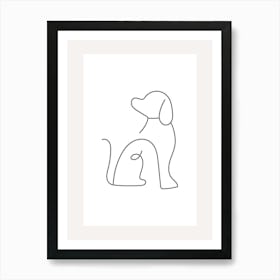 Line Drawing Of A Dog Monoline Asthetic Mnimalist Drawing Art Print