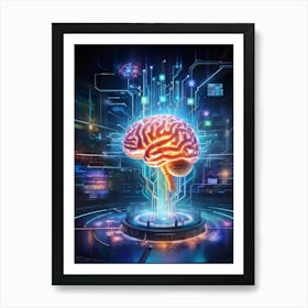 Abstract Digital Painting Of A Human Brain Neural Connections Resembling An Elaborate Circuit Its (6) Art Print