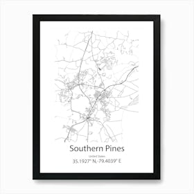 Southern Pines,United States Minimalist Map Poster