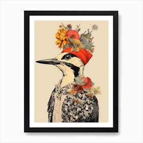 Bird With A Flower Crown Woodpecker 4 Art Print