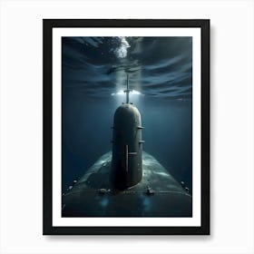 Submarine Under Water-Reimagined Art Print