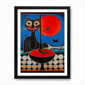 Amaryllis With A Cat 2 Surreal Joan Miro Style  Art Print