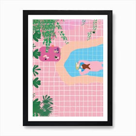 Sunbathing At The Hotel Pool Art Print