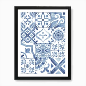 Blue And White Tile Art Print